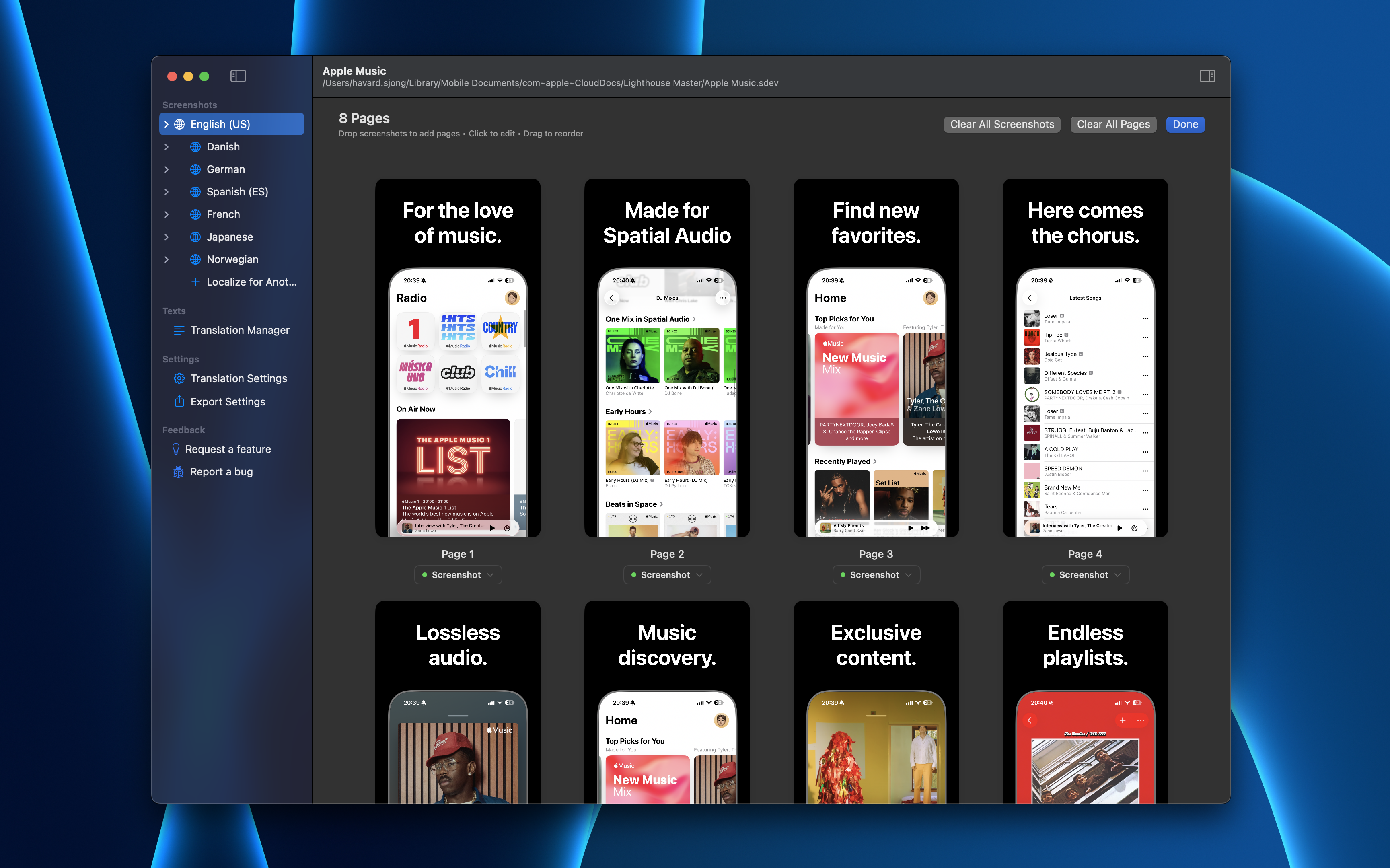 App Store Screenshot Dev - Multi-language app screenshots